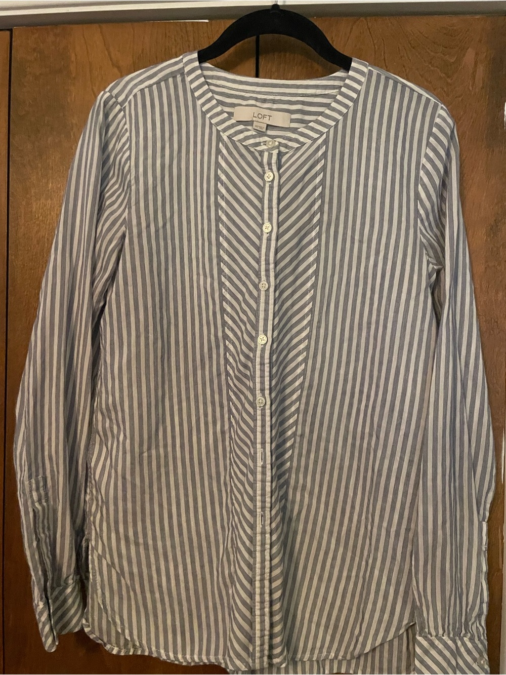 LOFT Blue & White Striped Lightweight Shirt Jacket